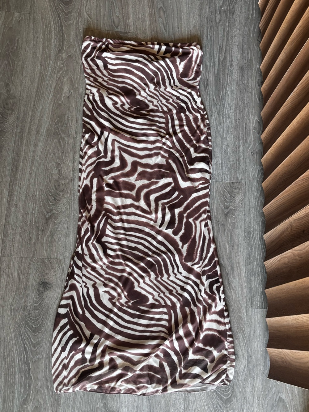NWOT Women’s Brown Zebra Print Strapless Dress